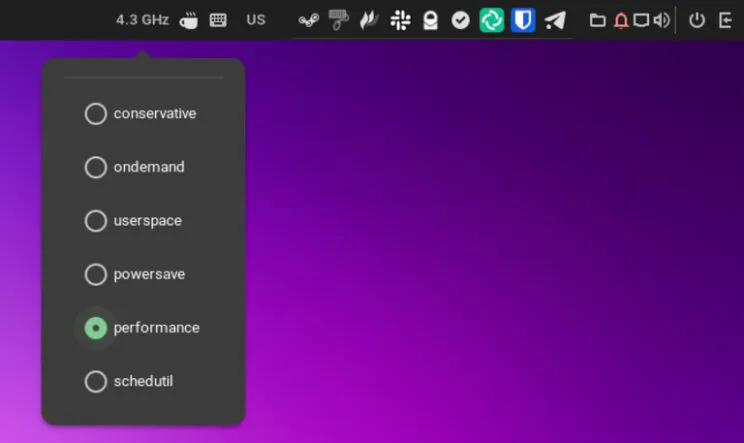This image shows CPU frequency applet