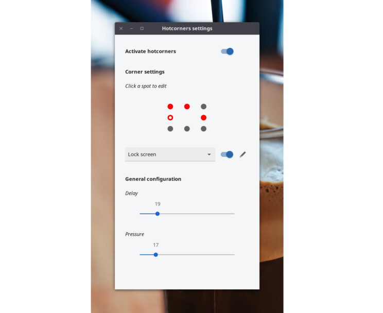 Hot Corner Menu Settings
