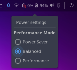 Power settings to manage system power usage.
