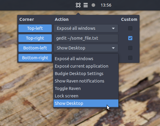 Hot Corners on Ubuntu Budgie